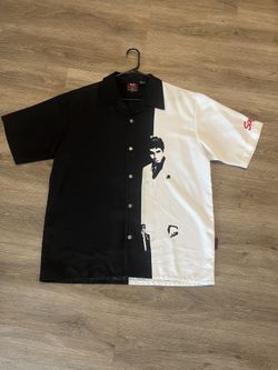 Rare Vintage Dragonfly Scarface Movie Poster Shirt Button Front Men's Large 