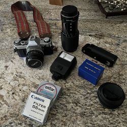 Cannon AE-1 Camera And Accessories