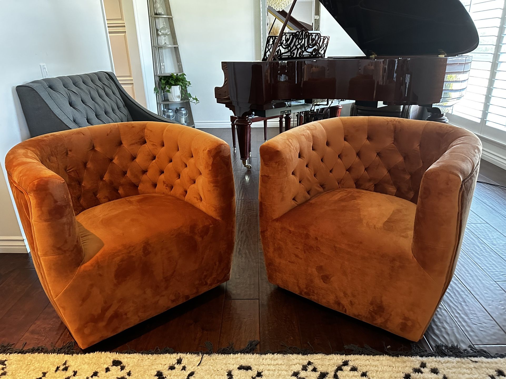 Rust Orange Evenly Quinn Swivel Chairs