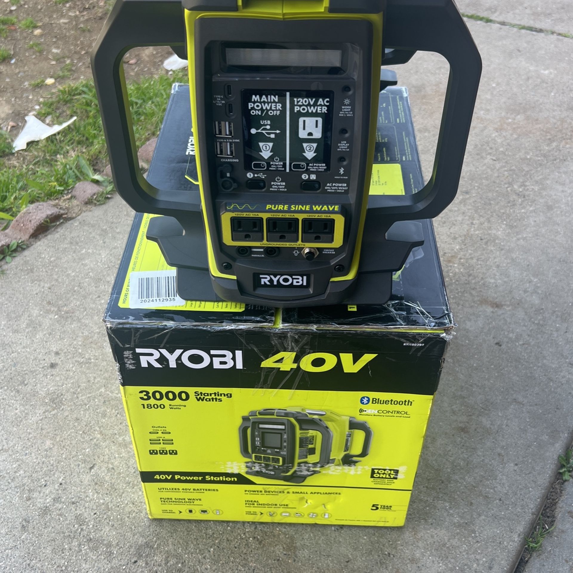 New Ryobi 40V 1800 watt Portable Battery Station Inverter Generator for