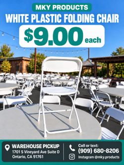 Brand New White Folding Chair 800 lbs max static weight Commercial Grade