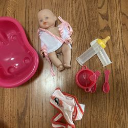 Dolls, Car Seat For Dolls And Bath Tub For Dolls