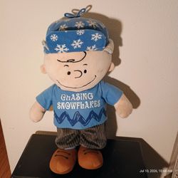 20" Peanuts Charlie Brown "Chasing Snowflakes" Holiday Porch Greeter Plush