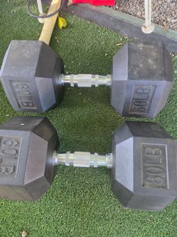 60 LB Hex Dumbbells Pair