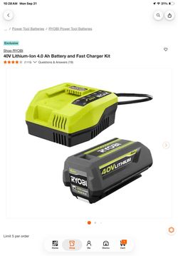 40V Lithium-Ion 4.0 Ah Battery and Fast Charger Kit