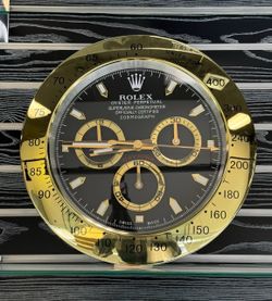 DAYTONA Wall Clock | Yellow Gold Bezel Insert | Black Grey Dial Face