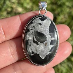925 Silver Overlay Lightening Stone Pendant 