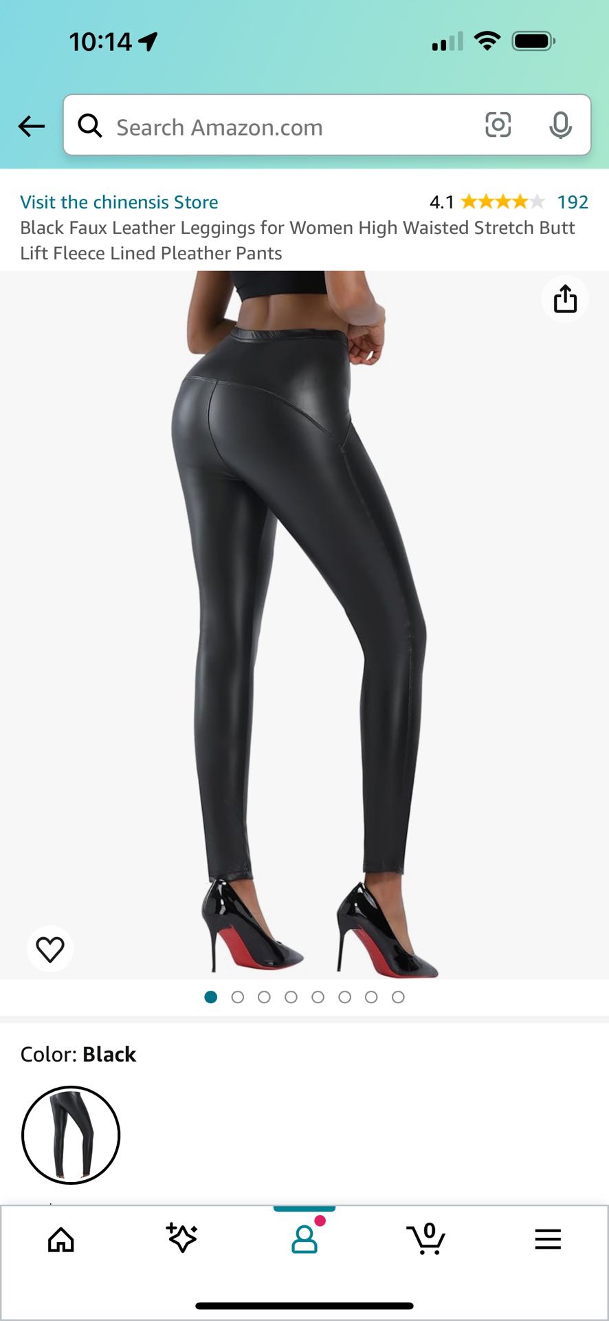 Black Faux Leather Leggings for Women High Waisted Stretch Butt Lift Fleece Lined Pleather Pants