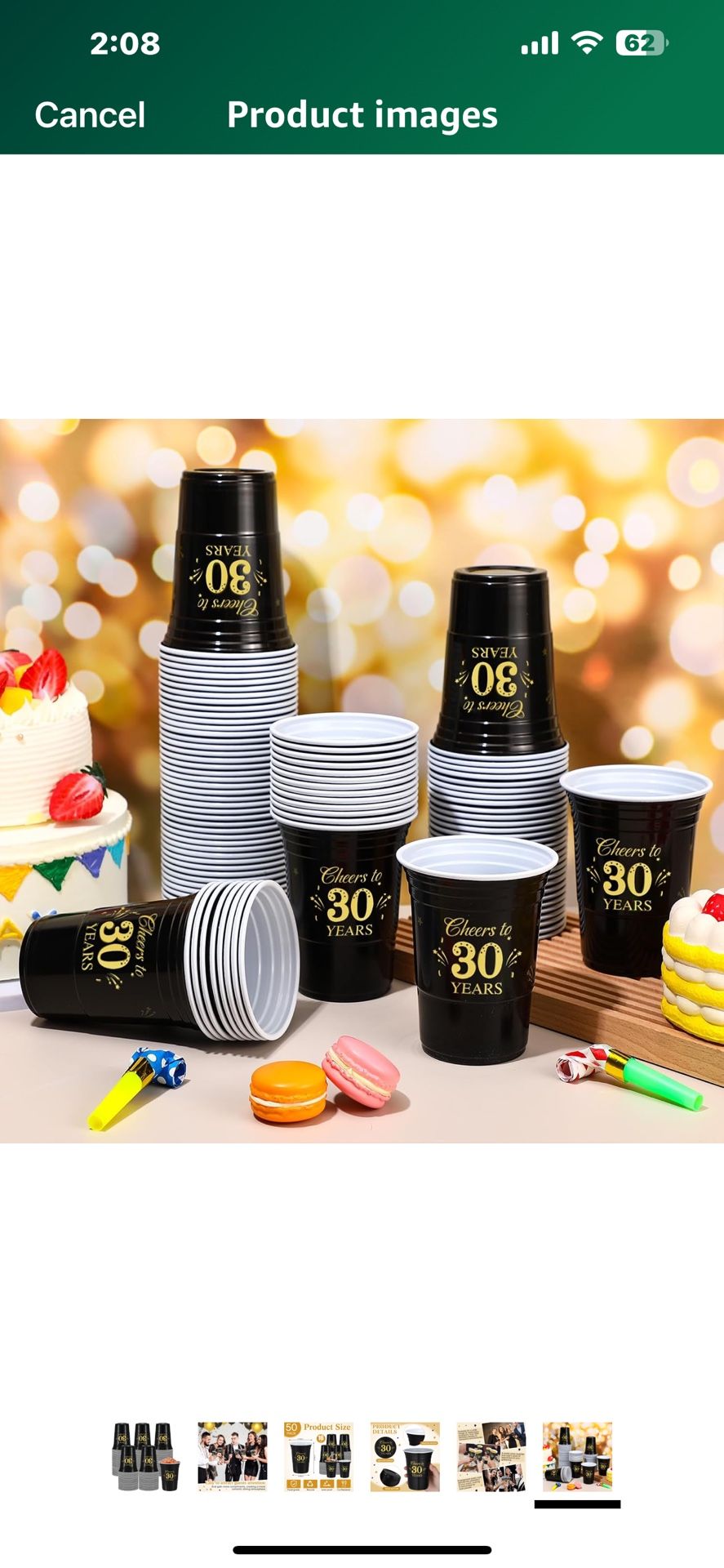 50 Pack 30th Birthday Decorations Birthday Cups 16 oz Disposable Plastic Gold and Black Cheers to 30 Years Cups for Men Women Hot Cold Drinks for Wedd