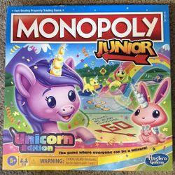 Monopoly Junior Unicorn Edition Ages 5+ 2-4 Players