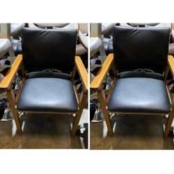 Pair of Mid-Century Modern Style Black Faux Leather Armchairs