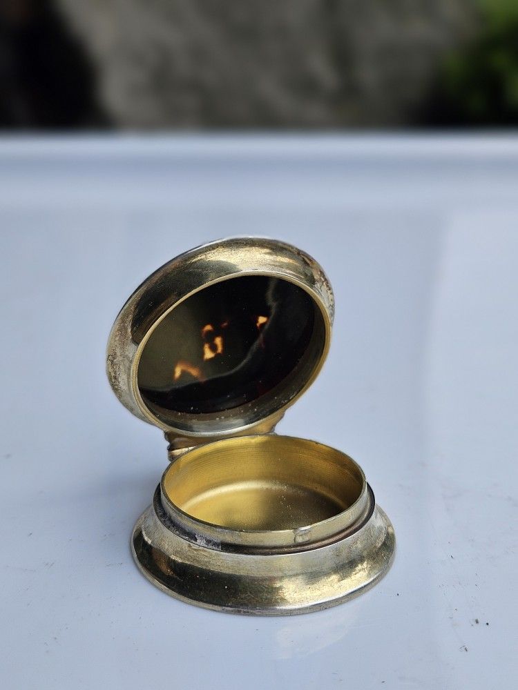 Antique Mappin & Webb Sterling Silver and Black Enamel Ladies Compact
