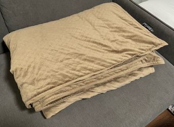 BlanQuil Quilted Weighted Blanket – Taupe/Tan - 15 lbs