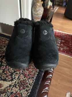 🔥Merrell Encore Ice Black Fur Lined Suede Mule Clog Shoes J598440 Woman’s Size 8