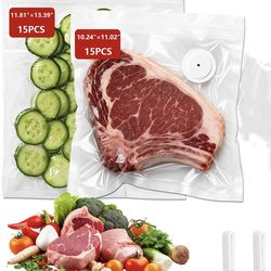 Brand new 30 Pack Reusable Vacuum Sealer Bags for Natupo, BPA-Free Heavy Duty Sous Vide Bags (15 Medium, 15 Large) with 2 Sealing Clips,