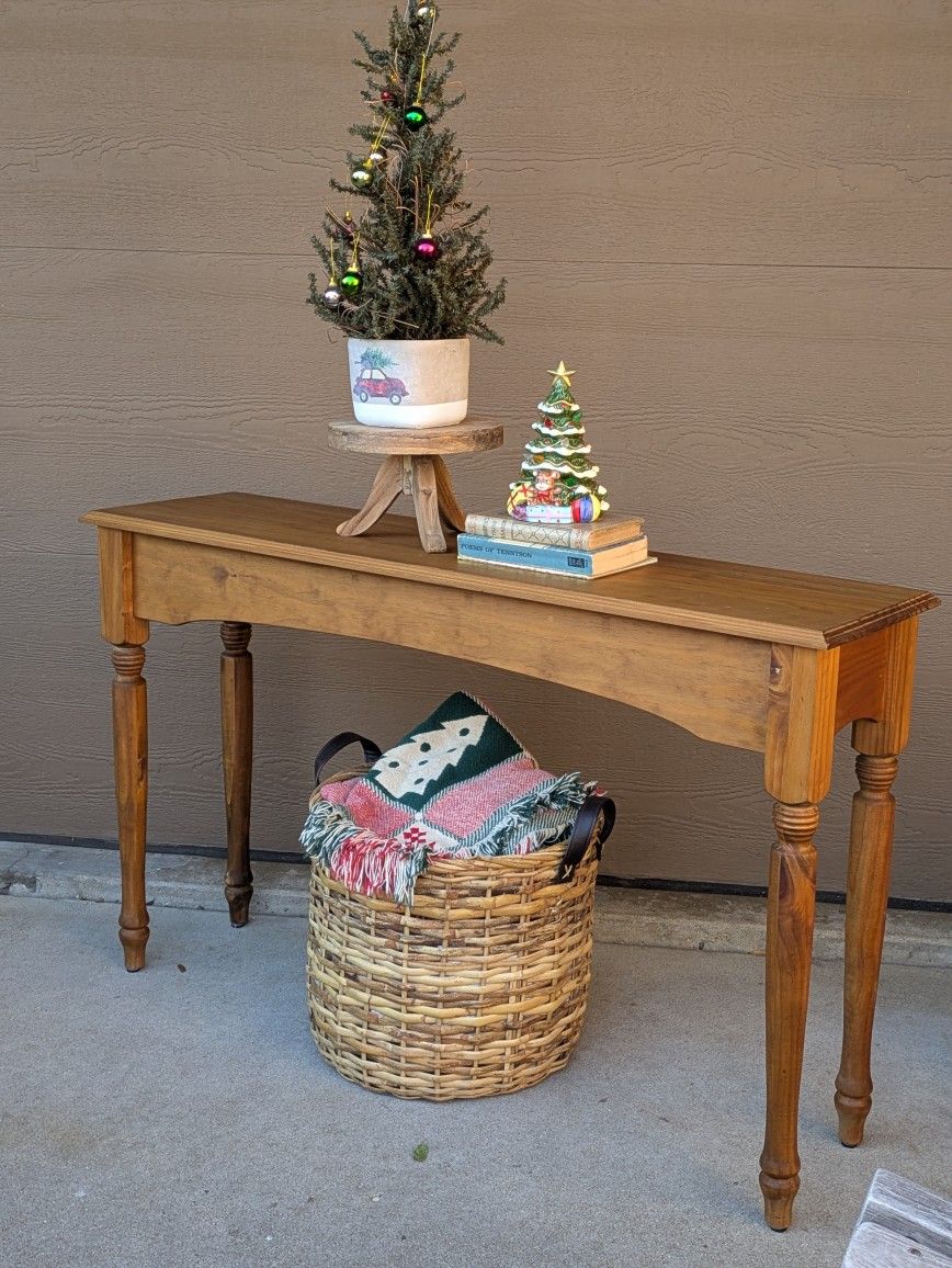 Rustic Y2K CottageCore Console Foyer Entryway Solid Wood Hallway Table