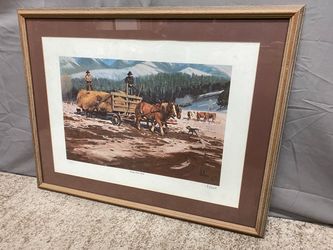 “Cowboys Winter Work” Numbered & Signed Framed Print by Fred Fellows