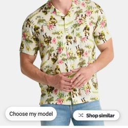 2xl Mens shrek swam flower button down shirt brand new with tags