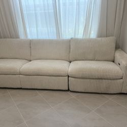 Corduroy 3 Seat Sofa & Recliner 