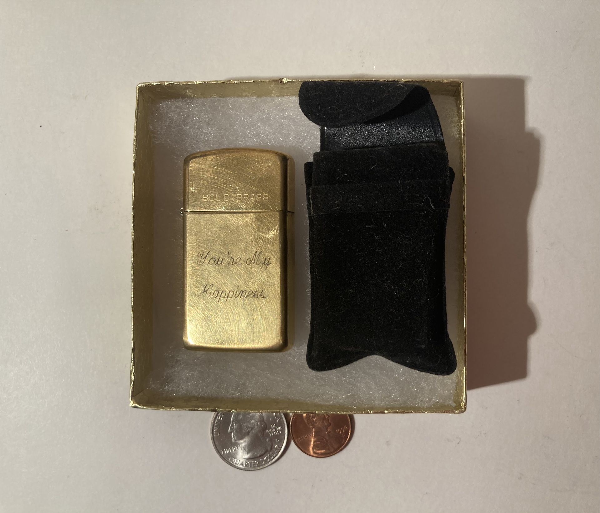 Vintage 1987 Zippo Brass Engraved Slim