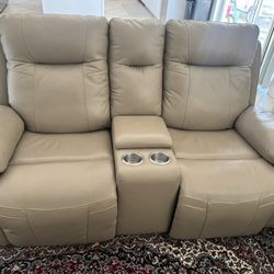 Genuine leather- Like New Power  Reclining Sofa 3 Piece Set