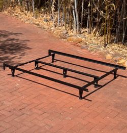 Queen Sturdy Black Solid Metal Bed Frame Size Adjustable