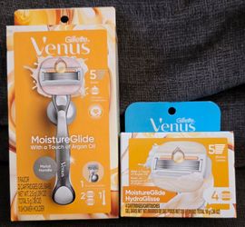 Venus Moistureglide Women's Razor Handle, 2 Blade Refills + Shower Holder & Refill Cartridges 4-ct