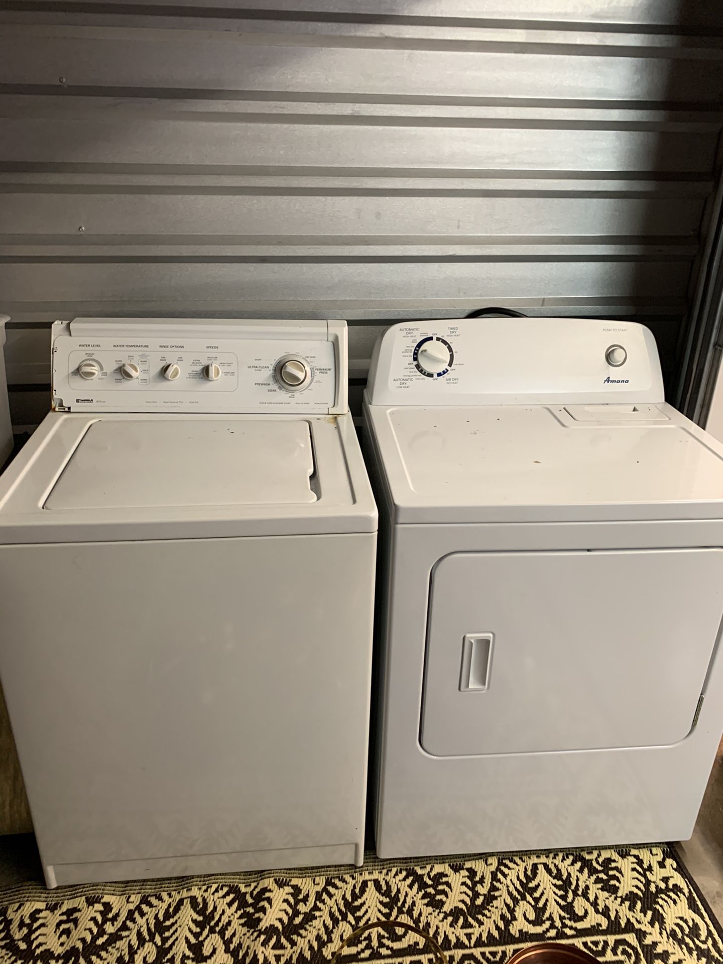Kenmore washer and Amana dryer in good condition