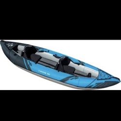 AQUAGLIDE Chinook 100 Inflatable 10' Foot Kayak Kit Packable - Blue/Black