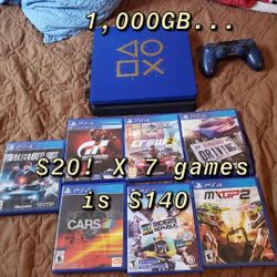 Blue & Black Playstation 4 Slim 1,000GB. Each Picture Has Their Prices combo. I have Fighting racing anime  Minecraft residents evil zombies call of d