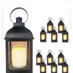 THE NIFTY NOOK Just in Time for Winter {12 Pc Set} 10" Decorative Lanterns Flameless LED Candle 5 Hr Timer Indoor Outdoor Home Garden Weddings - Black