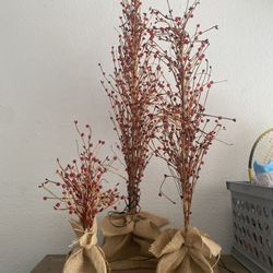 Beaded Berry Branch Trees (set of 3)