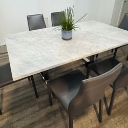 Marble Dining Table Set with 6 Chairs
