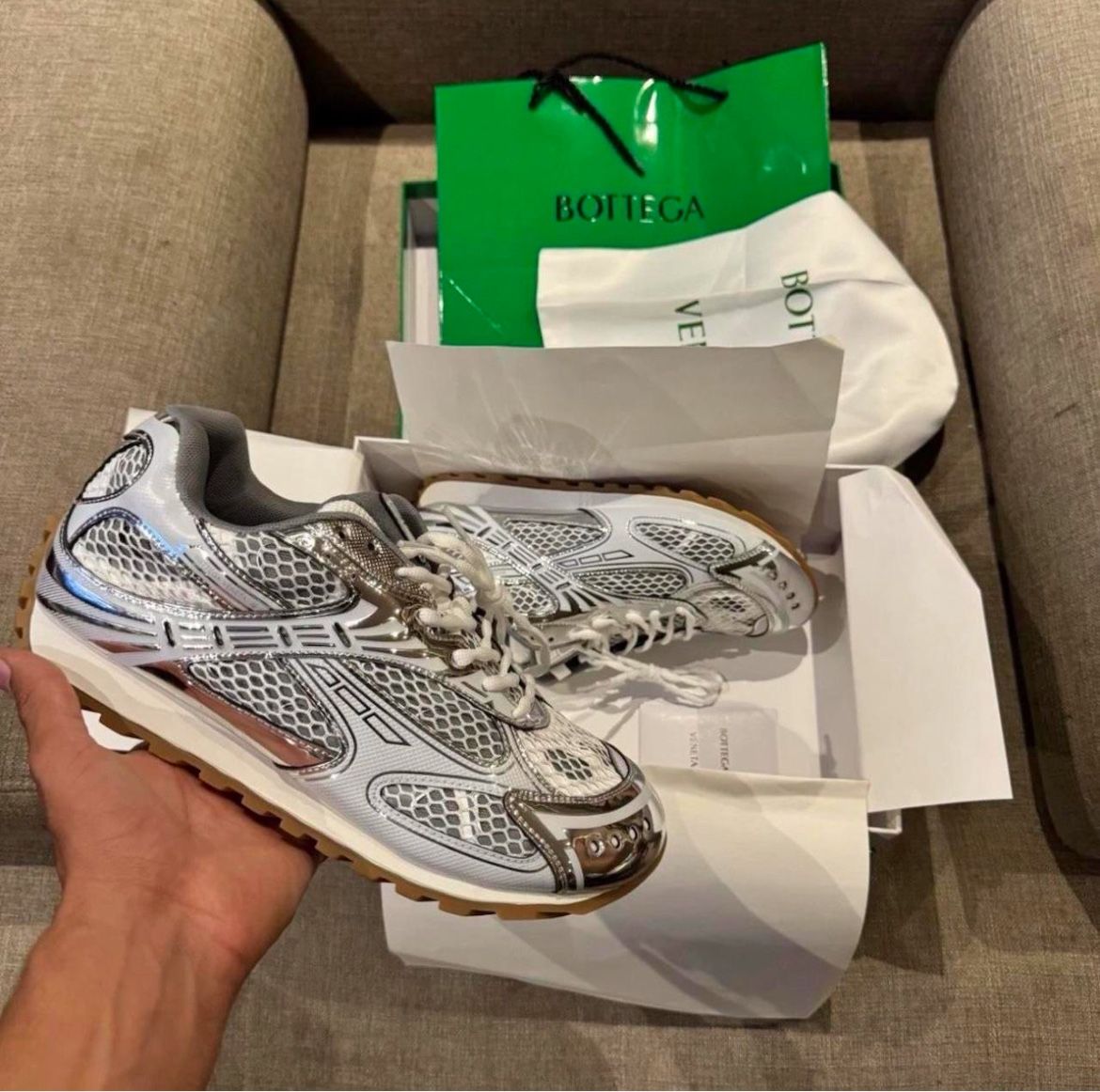 Silver And What Bottages Shoes 