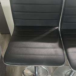 3 Adjustable Black & Silver Bar Stools/Chairs