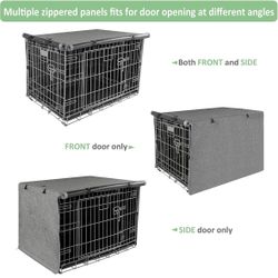Double Door Dog Crate Cover (24 Inch, Grey)