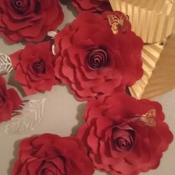 Red Ando White Paper Flowers
