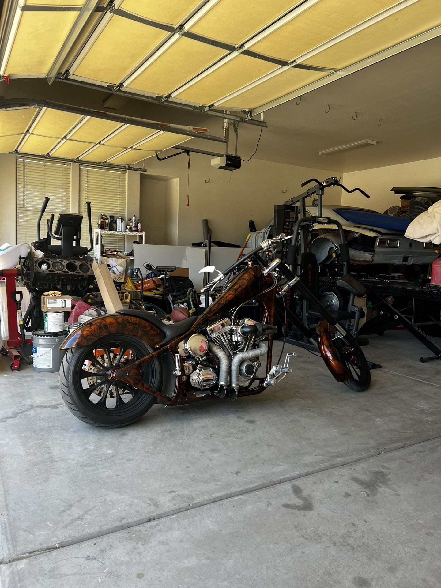 Custom built motorcycle one of the few of an artist in Denver that died of Covid get it before somebody else does collectors