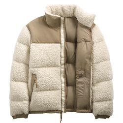 The North Face Unisex Nuptse Sherpa Puffer Jacket 600 Down Beige Brown Coat Size S Men and Woman L