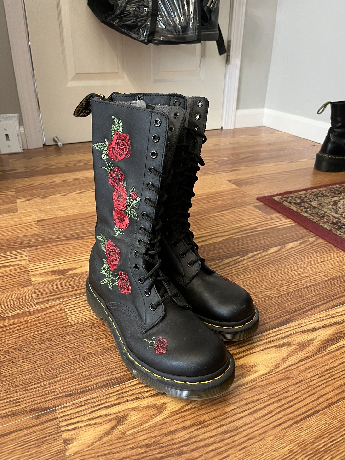 Dr Martens High Rise Rose Embroidered Boots