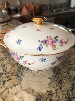 Vintage Italian Porcelain Richard Ginori  Pink Floral Serving Bowl