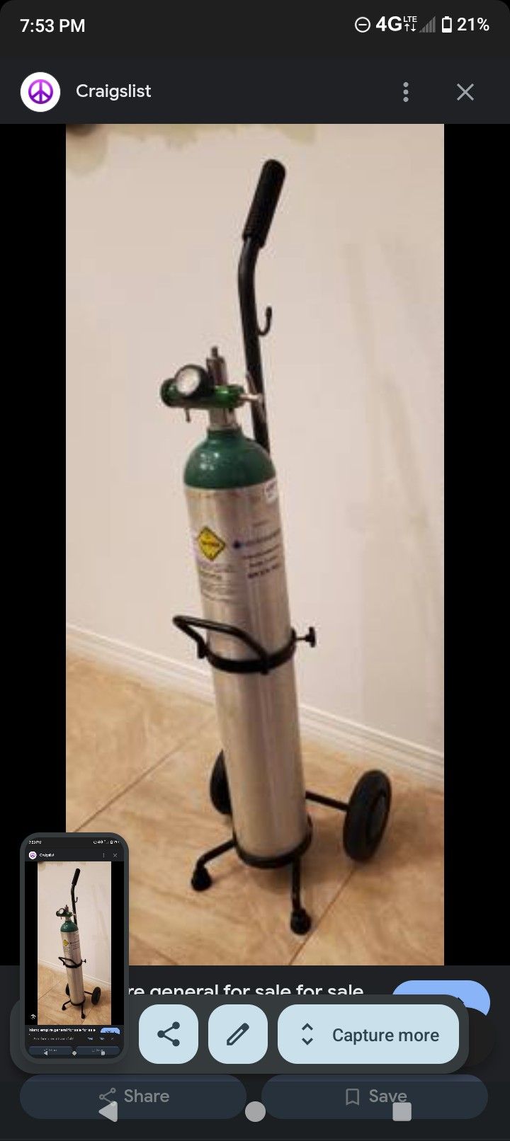 Oxygen Cylinder With Roller Cart.