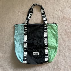 PINK Victoria’s Secret Lightweight Colorblock Blue Green Tote Book Bag