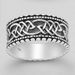 925 Sterling Silver Oxidized Celtic Ring Band Wedding NEW Size 10