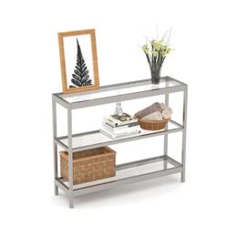 Evajoy 35" Console Table, 3 Tiers, Tempered Glass for Living Room, Foyer, Entryway, Bedroom, Hallway