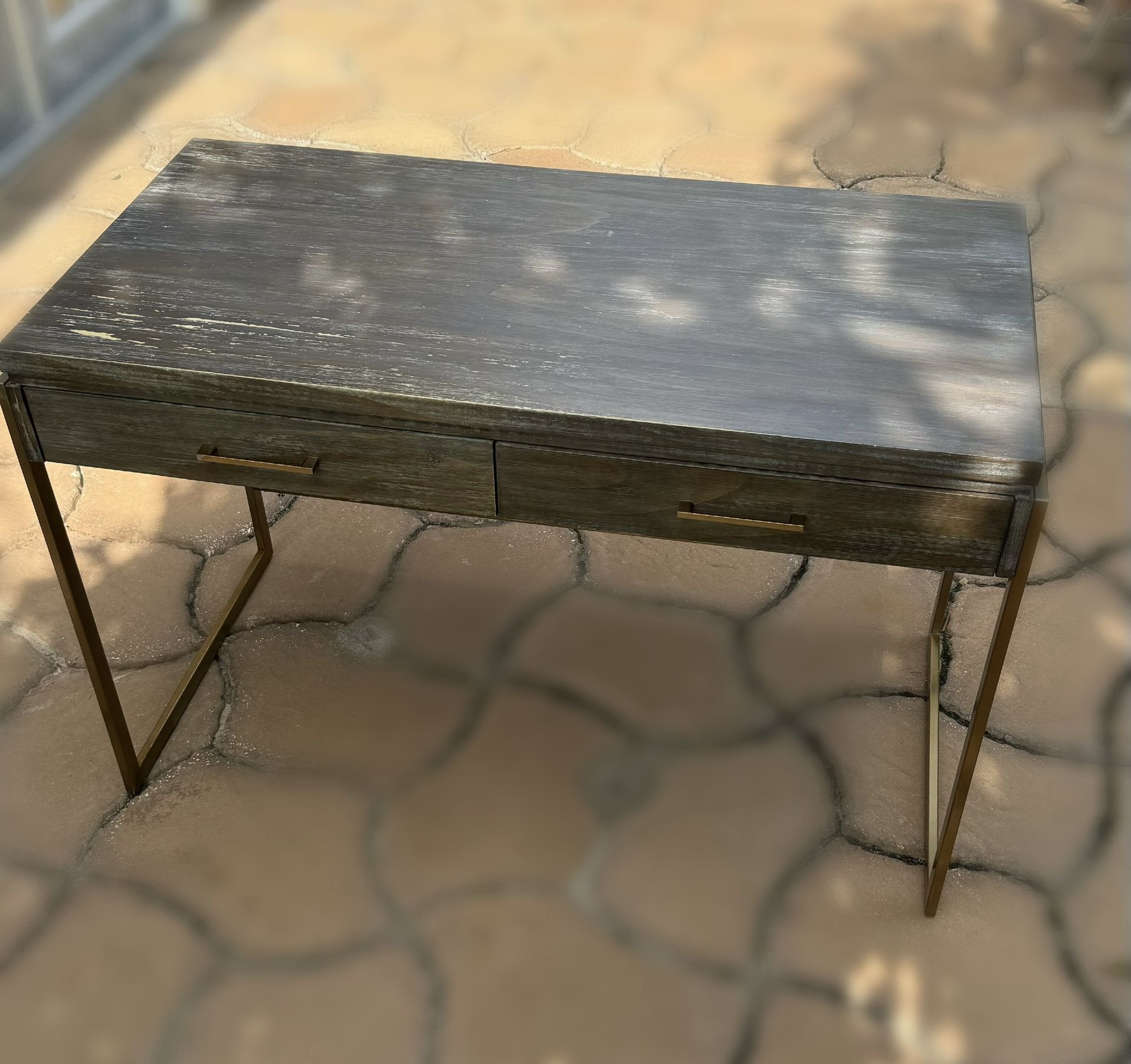 2 Drawer Home Office Desk with Metal Frame and Hardware