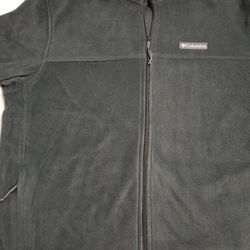 Columbia Fleece Jacket Mens XL Black Full Zip Outdoor Lightweight Coat Pockets