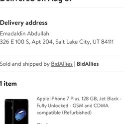 I Phone 7 Plus 128 GB Jet Black Fully Unlocked  GSM And CDMA  Compatible Refurbished 