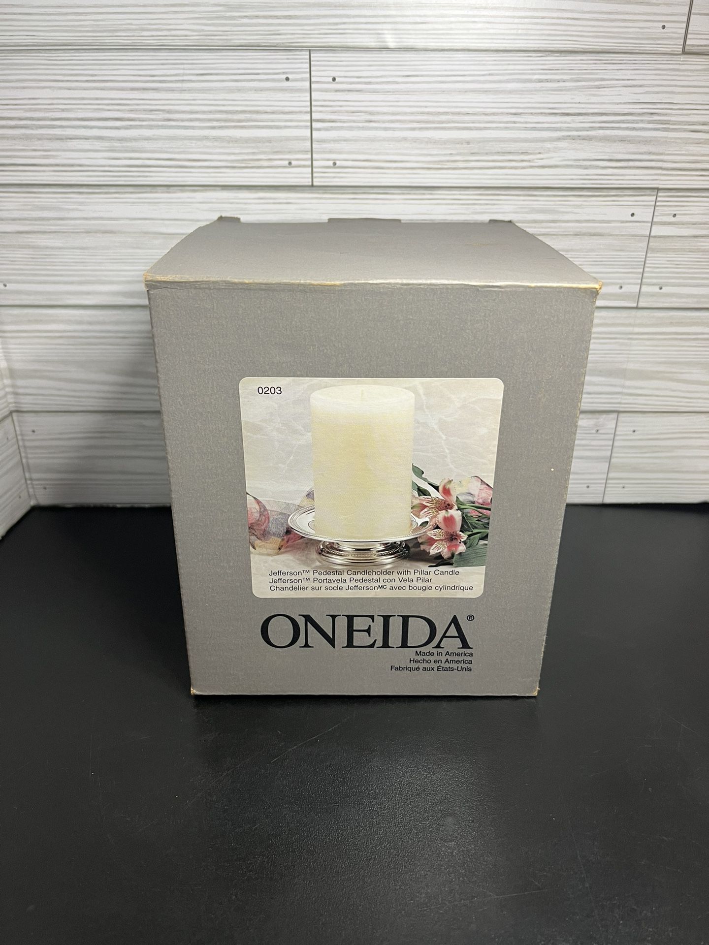 Oneida Silver Plated 1.5" Pedestal Candle Holder with Pillar Candle