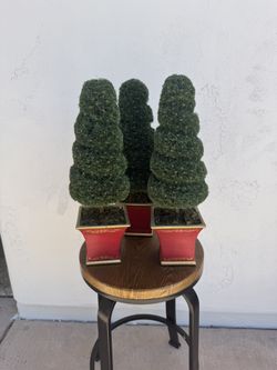 Artificial Topiary In Red And Gold Pots